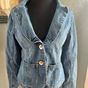 Highway Jeans Fitted Blue Denim Jacket Sz Large early 2000s y2k denim jacket